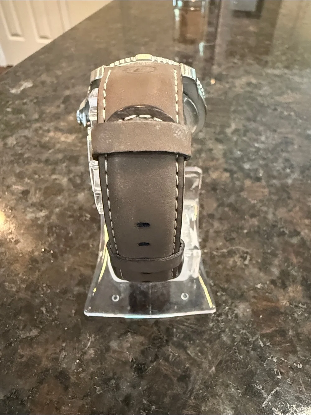 Timex Silver Case Watch with Cream Dial and Brown Leather Strap